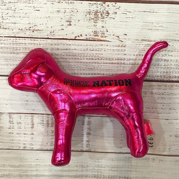 Victoria's Secret PINK Nation stuffed Metallic Shiny Pink Mini Dog - Picture 1 of 4